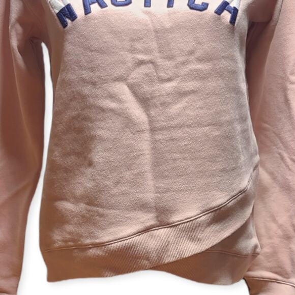 Nautica Pink Crewneck Logo Crossover Hem Sweatshirt ~ size XS ~ NEW - Picture 3 of 8